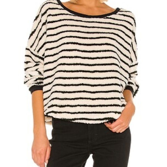 Free People Sweaters - Free People Revolve Breton Striped Fleece Dolman Sleeve Pullover Sweater